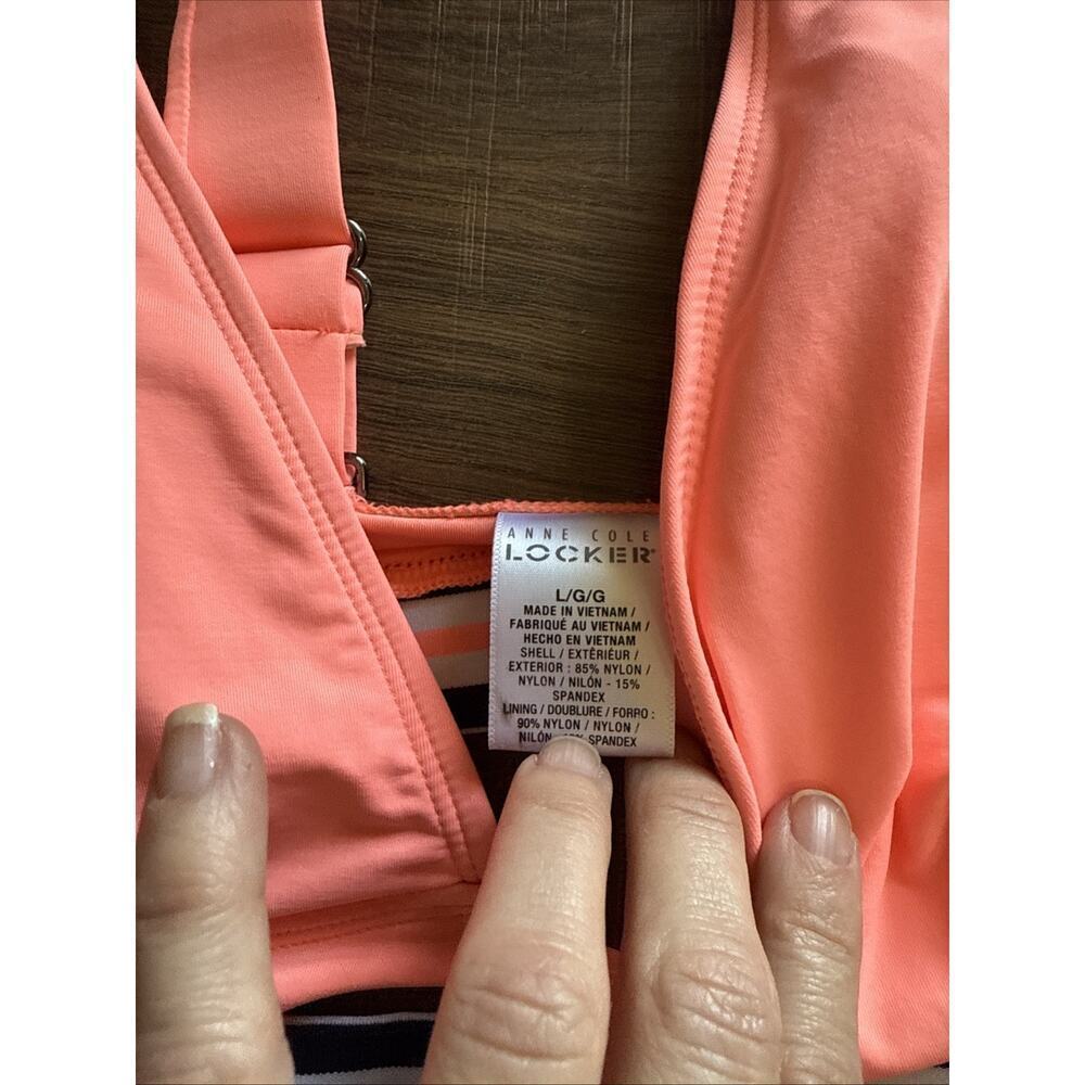 NWT ANNE COLE LOCKER CORAL Bikini Swimsuit 2 PC Bathing Suit‎ Top L Bottom Xl - Picture 4 of 6